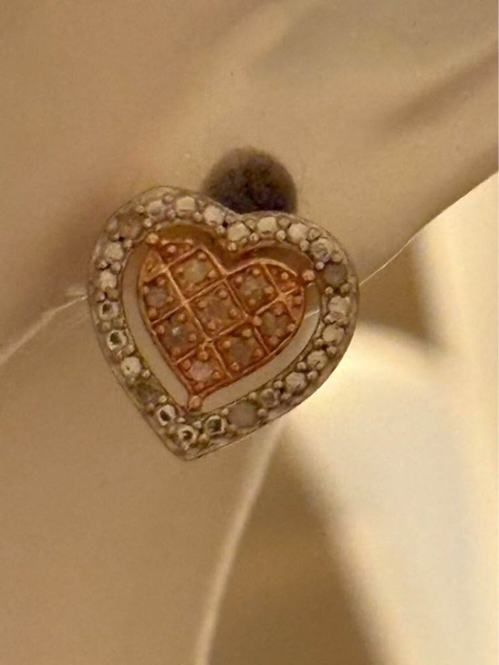 0.10ct Mined Diamond Heart Stud Earrings in Rose Gold Plated 925 Sterling Silver